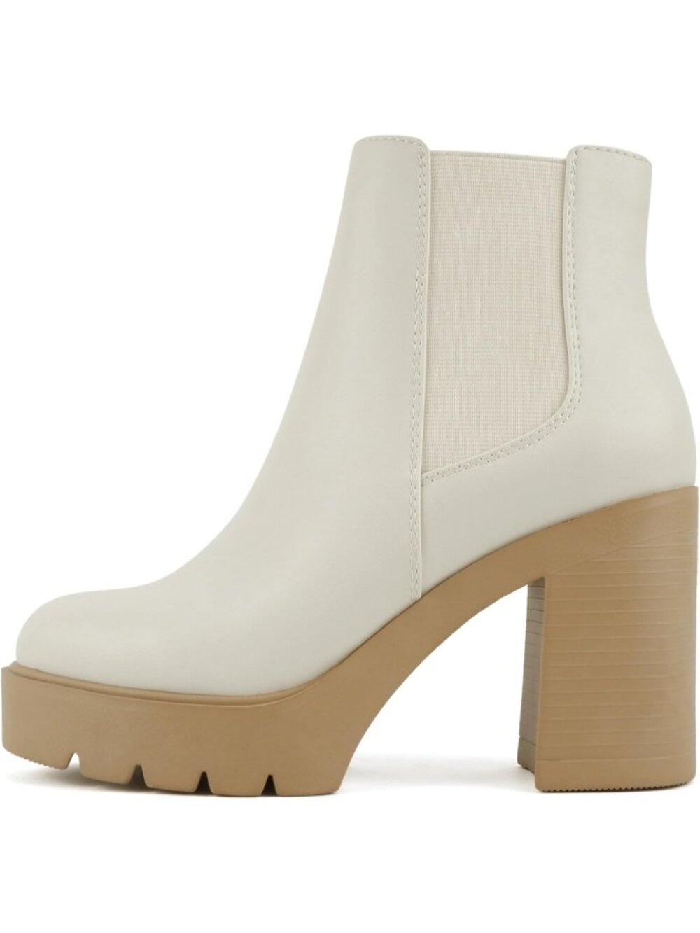 Women's Nude Rubber Chelsea Fashion High Heel Ankle Boot